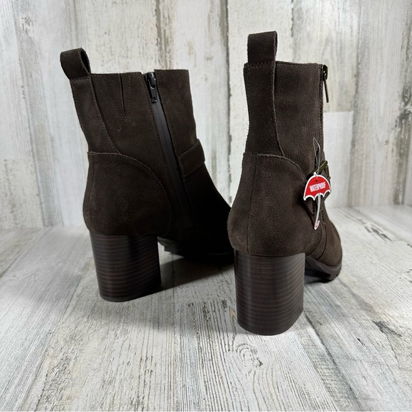 NEW Blondo Talyn Waterproof Brown Leather Block Heel Ankle Boots #1081 - Picture 6 of 12